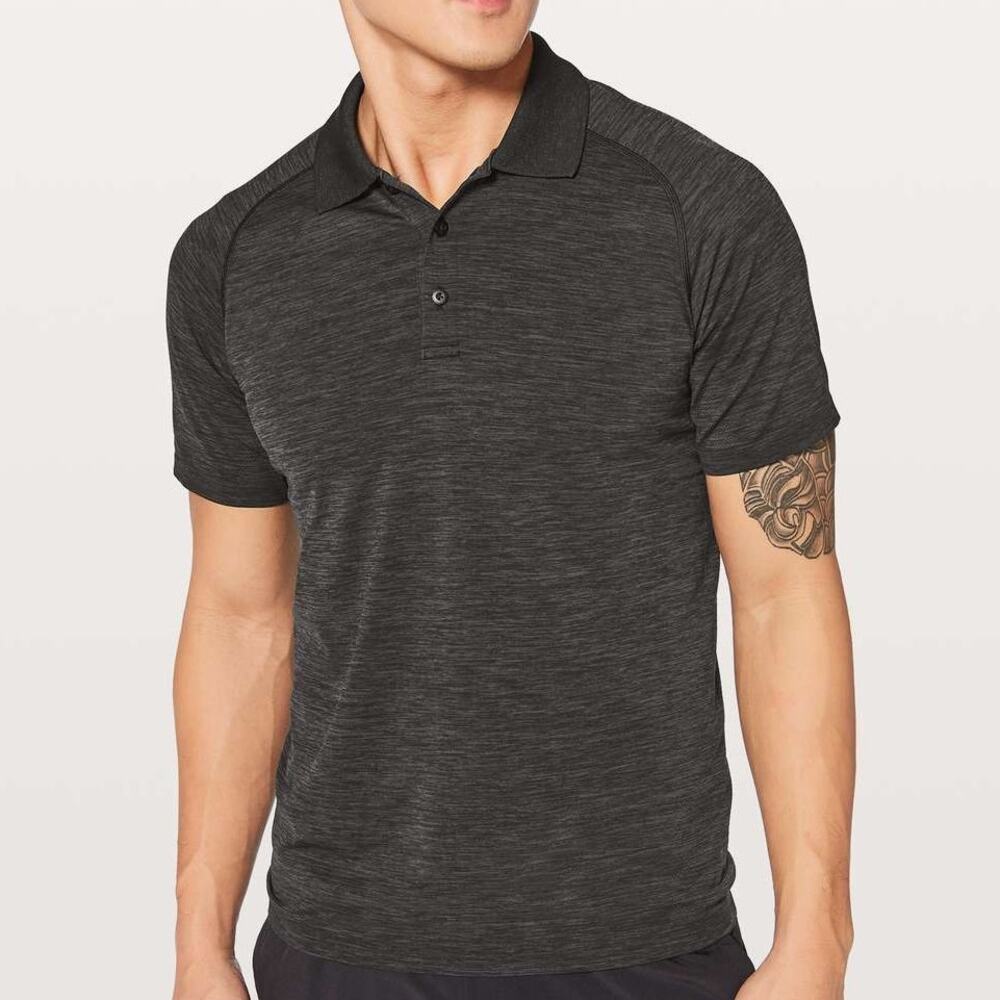 Lululemon Metal Vent Tech Polo Shirt Anchor Black Size XL